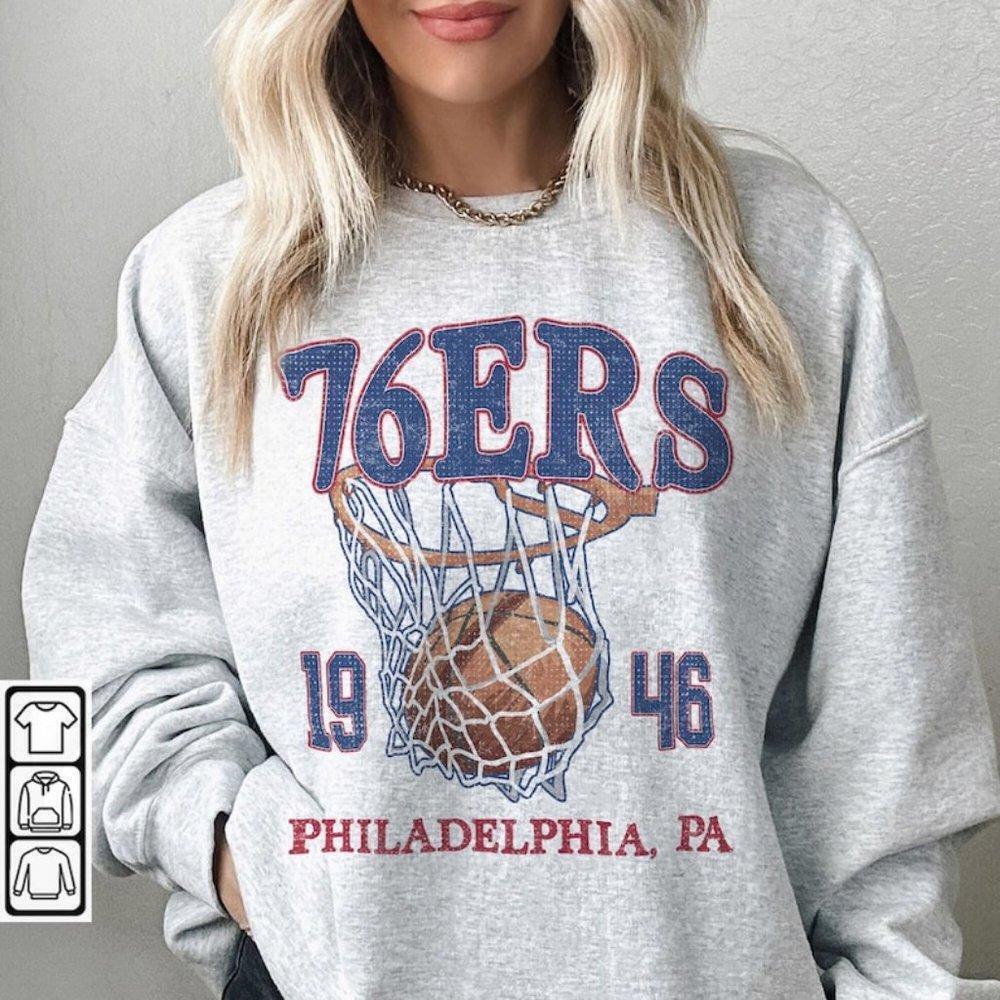 Philadelphia Basketball Sweatshirt Sweaters 76Ers 90S Basketball Gift
